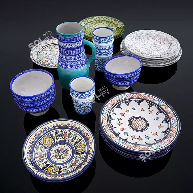 Moroccan Craftsmanship: Exquisite Ceramic Art 3D model image 1