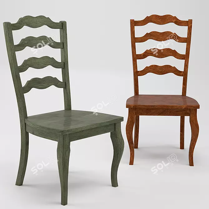 Elegant French Ladder Back Dining Chair 3D model image 1