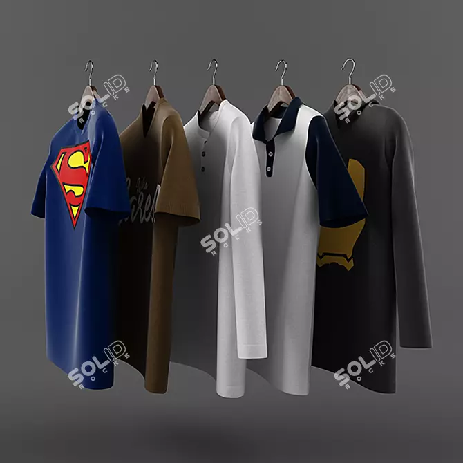 5-in-1 T-Shirt Collection 3D model image 1