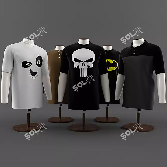 Stylish T-Shirt Mannequin Set 3D model image 1