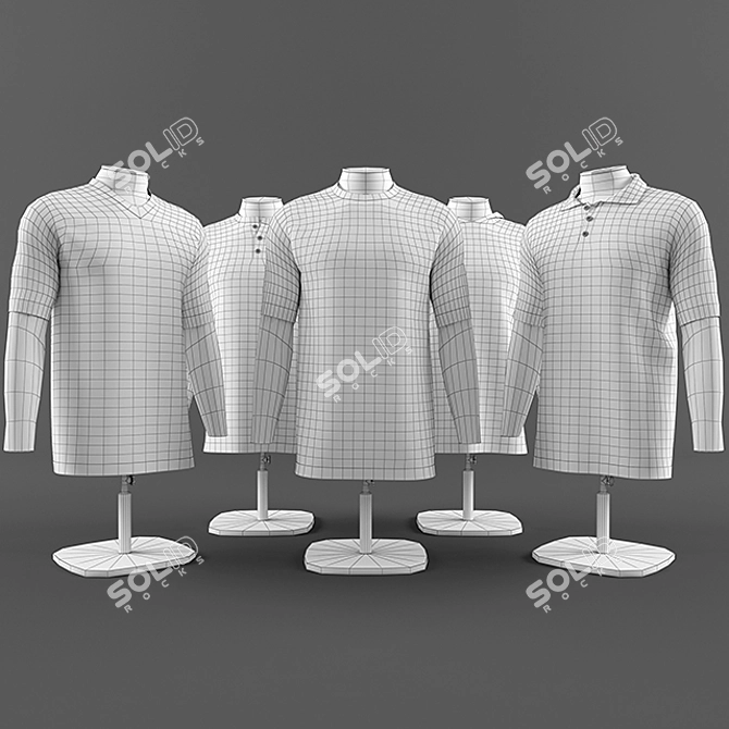 Stylish T-Shirt Mannequin Set 3D model image 2
