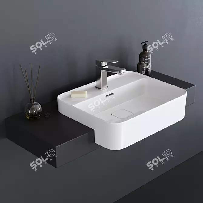 Strada II T2993: Stylish Semi-Inset Ceramic Washbasin 3D model image 1