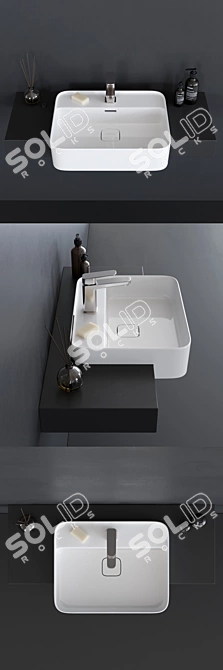 Strada II T2993: Stylish Semi-Inset Ceramic Washbasin 3D model image 2