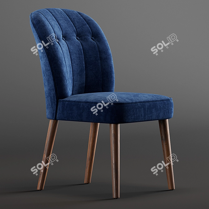 Luxe Blue Velvet Dining Chairs 3D model image 1