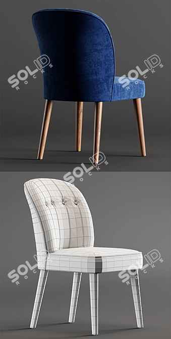 Luxe Blue Velvet Dining Chairs 3D model image 3