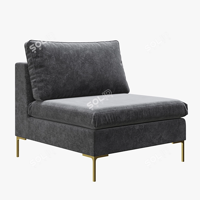 Luxurious Slub Velvet Edlyn Chair 3D model image 1
