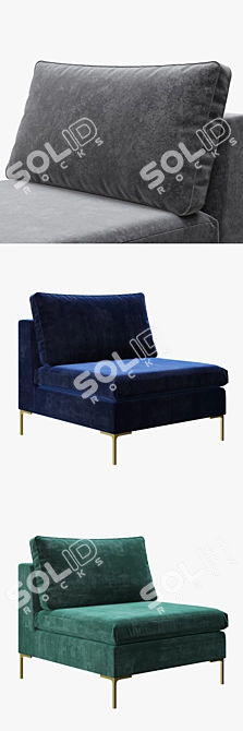 Luxurious Slub Velvet Edlyn Chair 3D model image 2