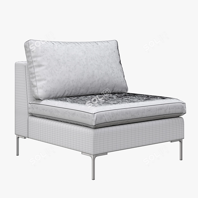 Luxurious Slub Velvet Edlyn Chair 3D model image 3