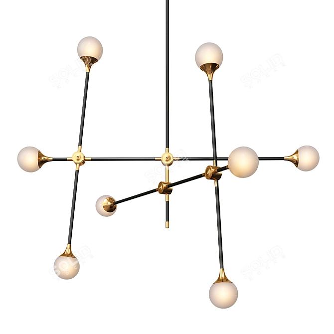 Sleek Metal & Glass Baton Chandelier 3D model image 1