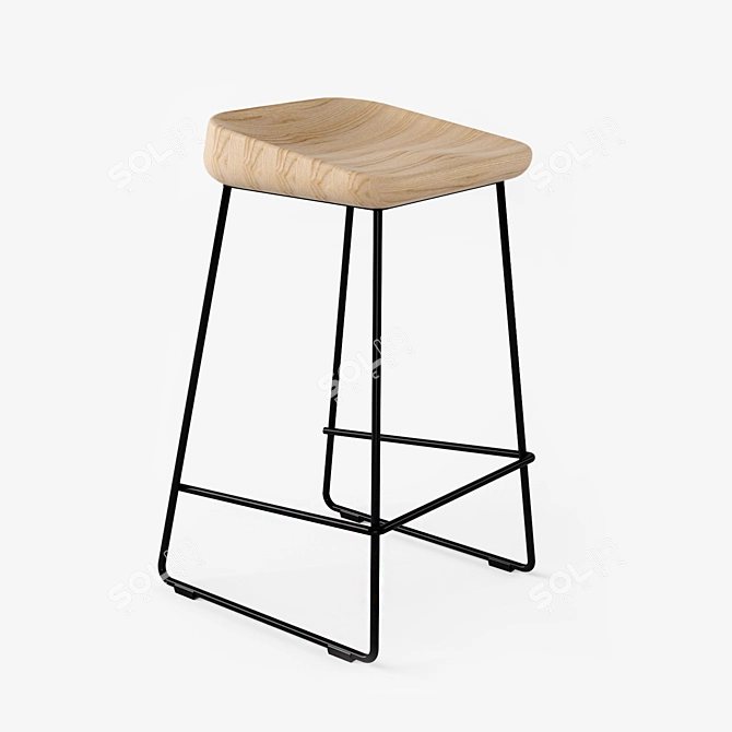 Elegant Wave Counter Stool 3D model image 1