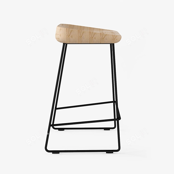 Elegant Wave Counter Stool 3D model image 2