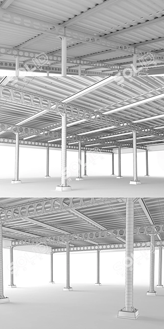 Steel Ceiling Girder System 3D model image 3
