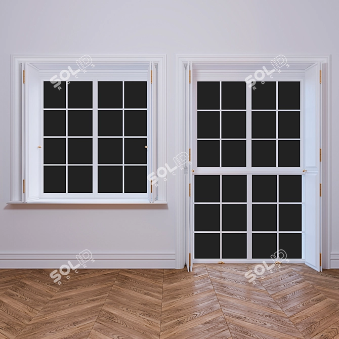 Elegant Classic Window Set 3D model image 3