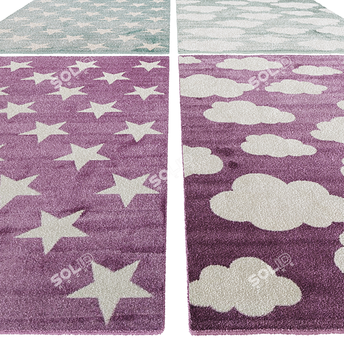 Elegant Star and Cloud Rugs 3D model image 2