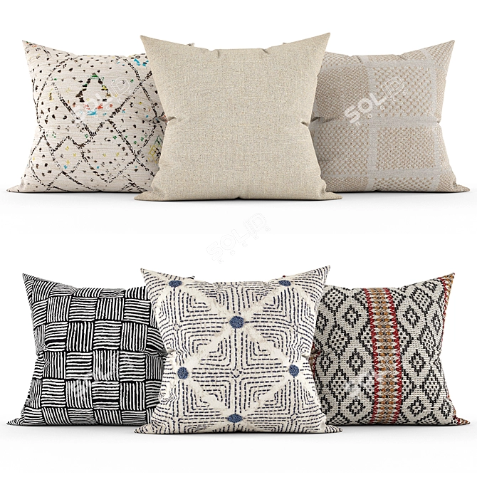 Elegant Cushion Set: Home Décor 3D model image 1