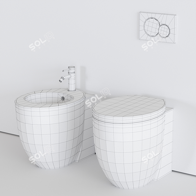 Modern Italian Ceramic Bathroom Set 3D model image 3