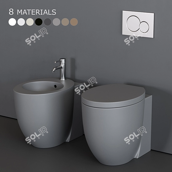 Modern Italian Ceramic Bathroom Set 3D model image 4