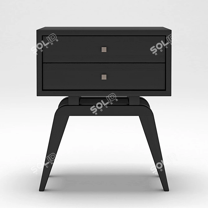 Elegant Black Lacquer Bedside Table 3D model image 1