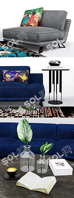 Modern Vision Set: Sofa, Armchair, Rug, Tables 3D model image 2