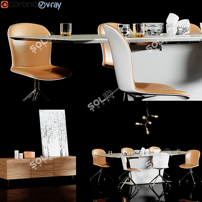 Modern Italian-inspired 3-piece furniture set 3D model image 1