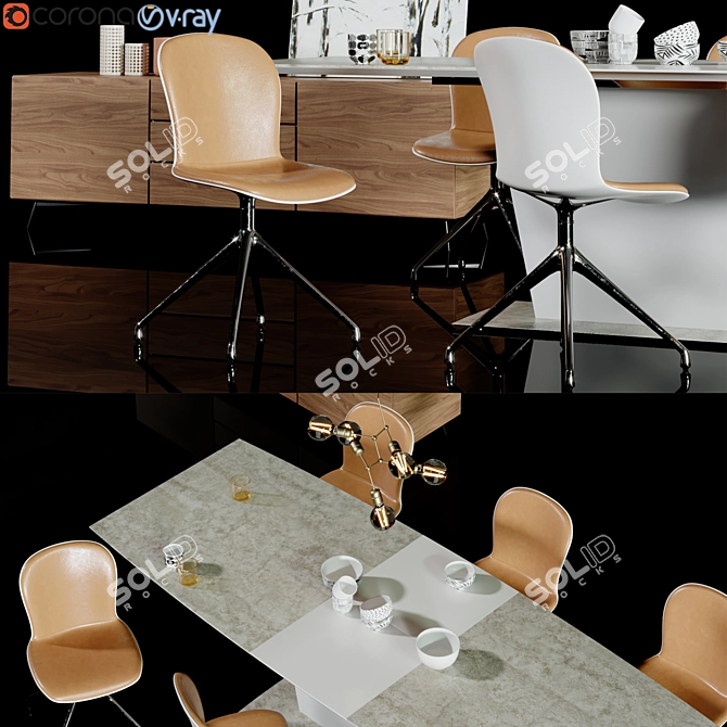 Modern Italian-inspired 3-piece furniture set 3D model image 2