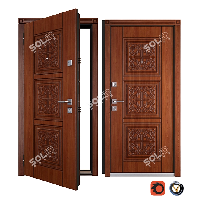Etna Light SteelGuard: Secure & Stylish Entrance Door 3D model image 1