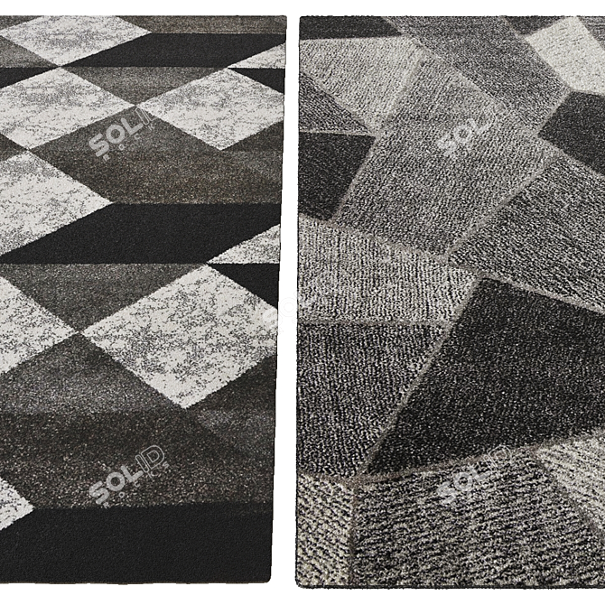 Modern Gray and White Jackson Rug 3D model image 2