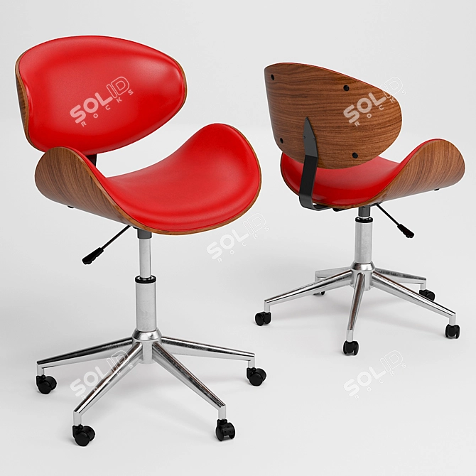 Carson Malmo Black Wood Office Chair 3D model image 1