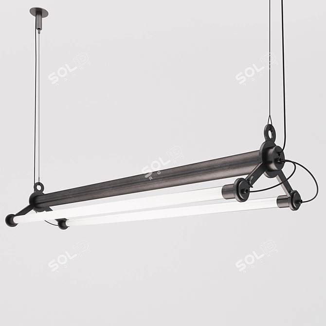 Sleek Black Metal Tubes 3D model image 2