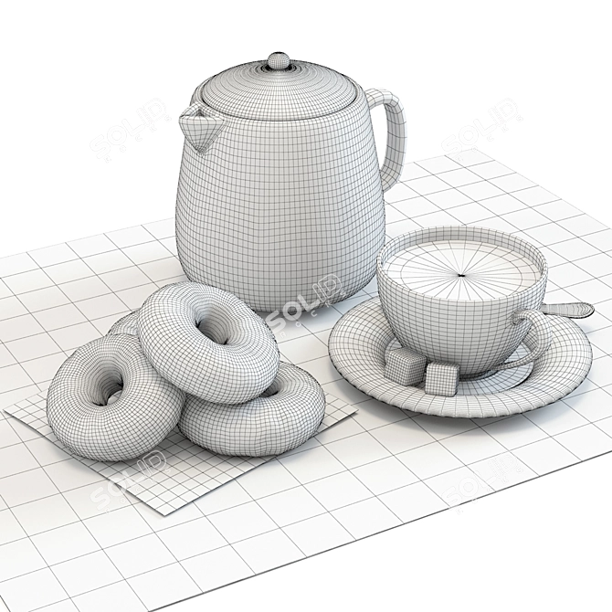 Coffee & Donuts 3D Set 3D model image 2