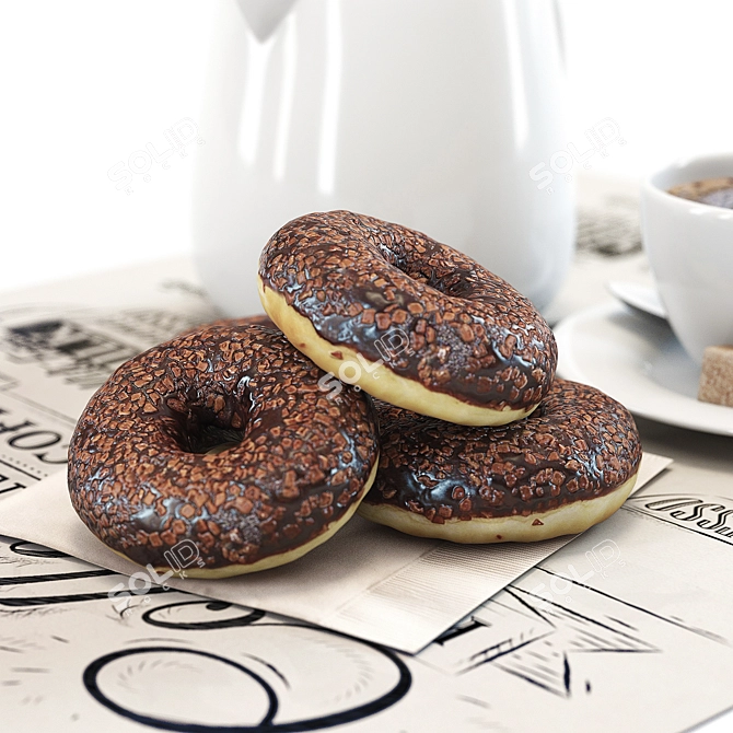 Coffee & Donuts 3D Set 3D model image 3