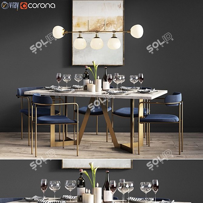 Elegant Lenox Dining Set 3D model image 1