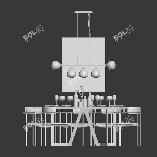 Elegant Lenox Dining Set 3D model image 3