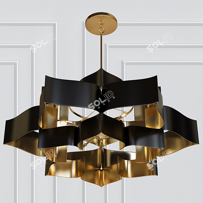 Elegant Midnight Blossom Chandelier 3D model image 1