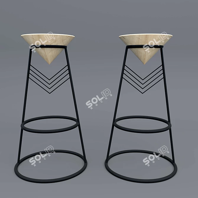 Geometric Leg Bar Stool 3D model image 1