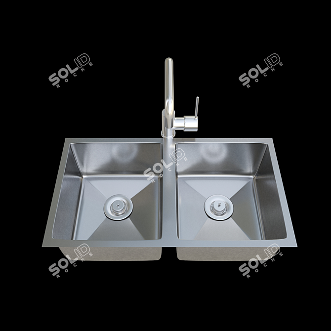 AFA Double Bowl Milli Inox Sink Mixer 3D model image 1