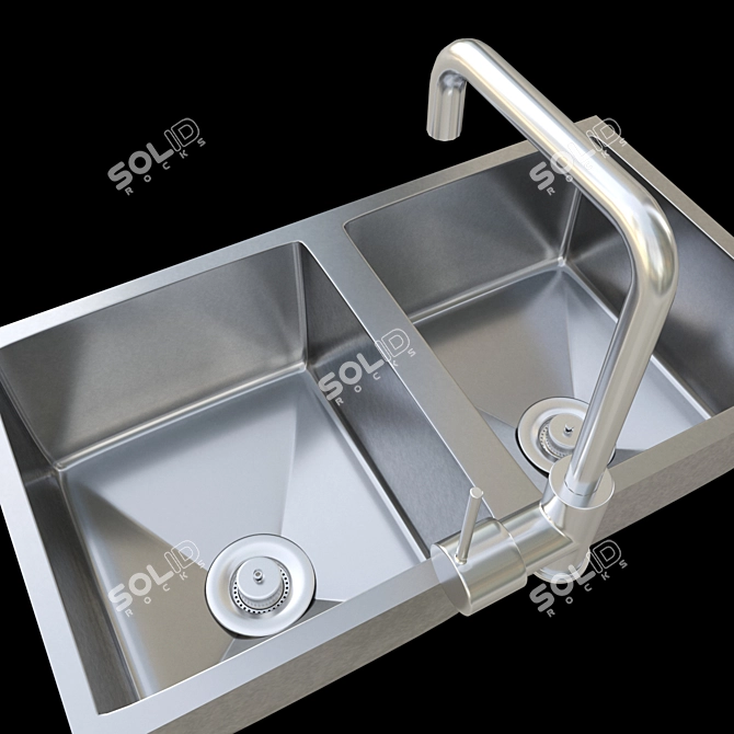AFA Double Bowl Milli Inox Sink Mixer 3D model image 2