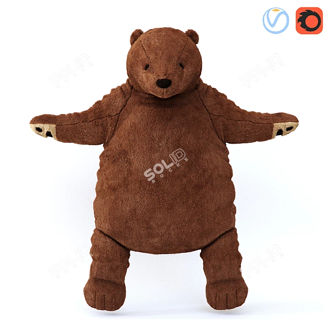 Cozy Brown Bear Soft Toy 3D model image 1