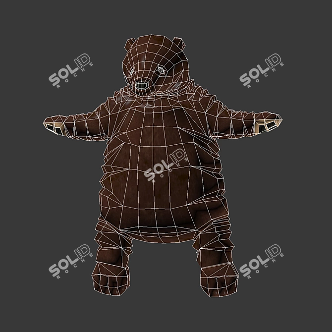 Cozy Brown Bear Soft Toy 3D model image 2