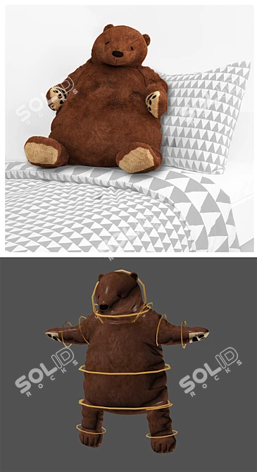 Cozy Brown Bear Soft Toy 3D model image 3