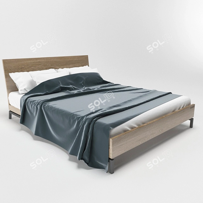 Woodwek Bergen Wooden Bed 3D model image 1