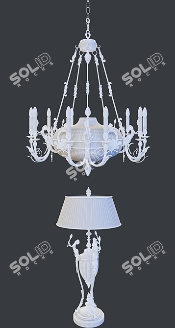 Elegant Arizzi Chandelier + Table Lamp Set 3D model image 3