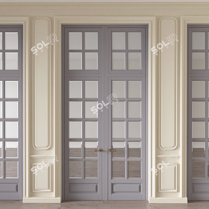 Elegant Wall Moulding Doors - Vray & Corona 3D model image 1