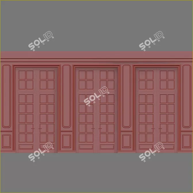 Elegant Wall Moulding Doors - Vray & Corona 3D model image 2