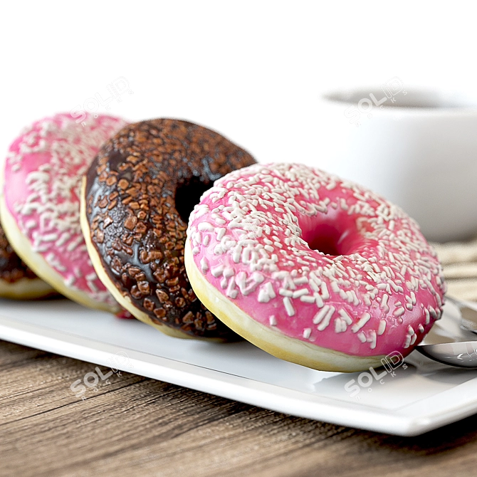 Delicious Coffee and Donuts Set 3D model image 3