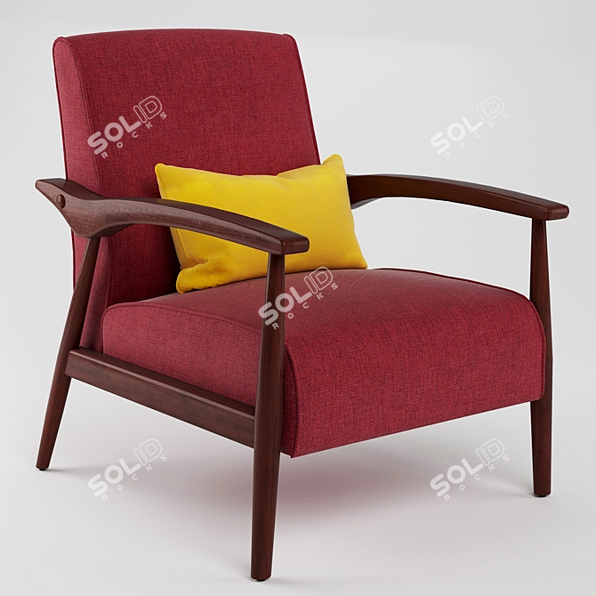 Modern Pimento Armchair - Retro Mid-Century Style 3D model image 1