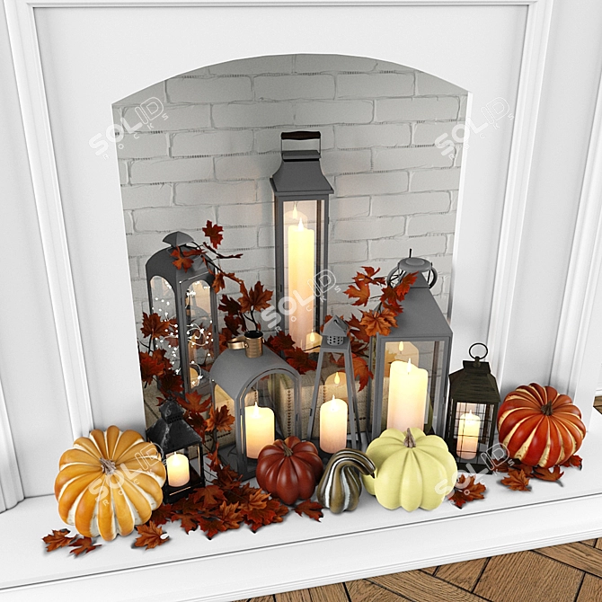 Elegant Fireplace Set 3D model image 2