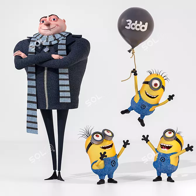 Mischievous Adventures with Gru and Minions 3D model image 1