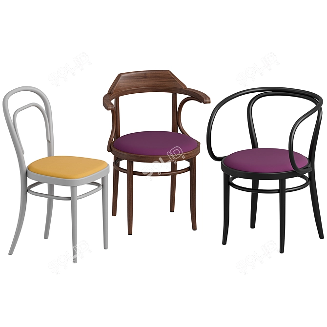 Thonet Upholstered Chairs Collection 3D model image 1
