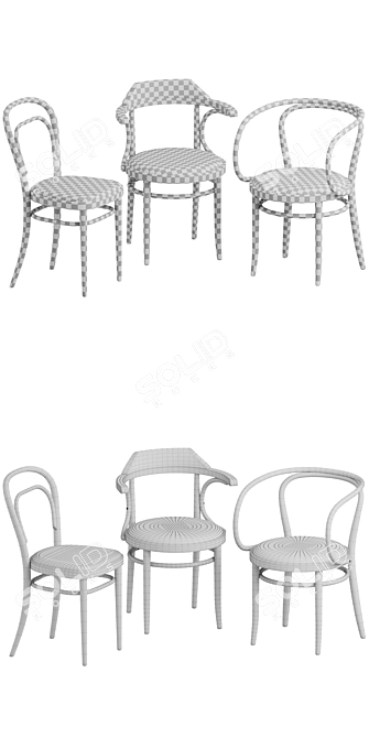 Thonet Upholstered Chairs Collection 3D model image 3